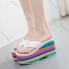 Fashion Women's Platform Flip Flops Summer Shoes Fashion 10cm Super High Heels Rainbow Thick Bottom Sandals Slipper Leisure Beach Slides