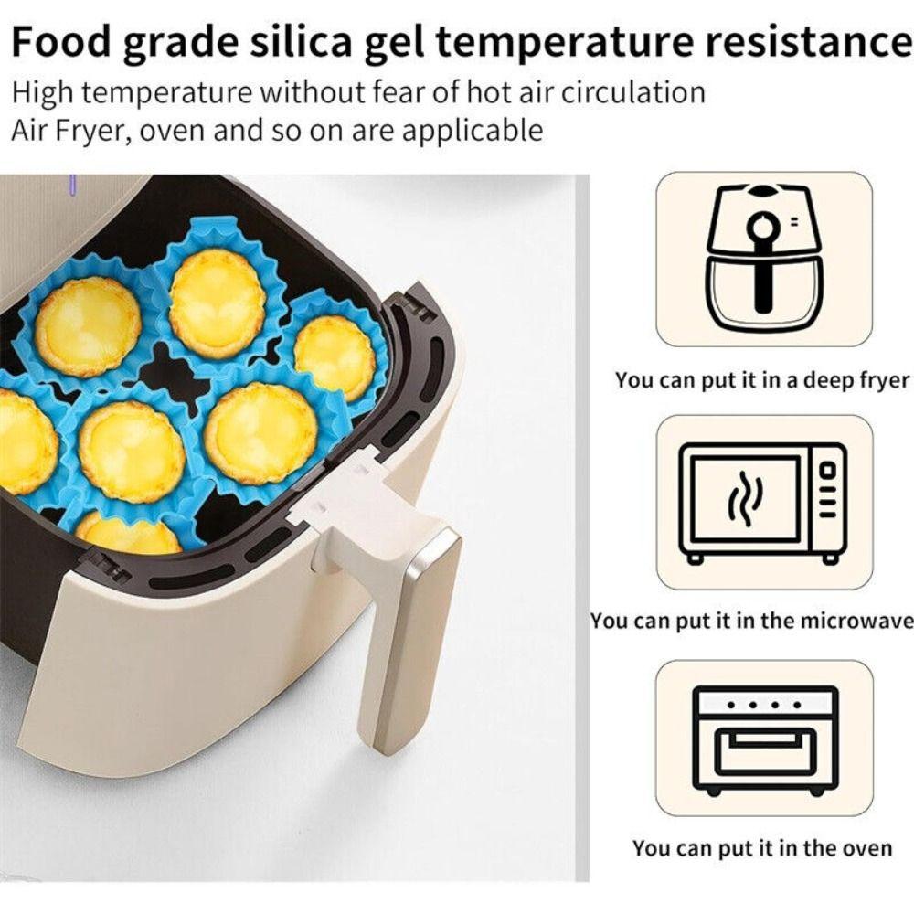 6Pcs Cake Mold Baking Basket Accessories Pot Silica Gel Air Fryer Lined Basket