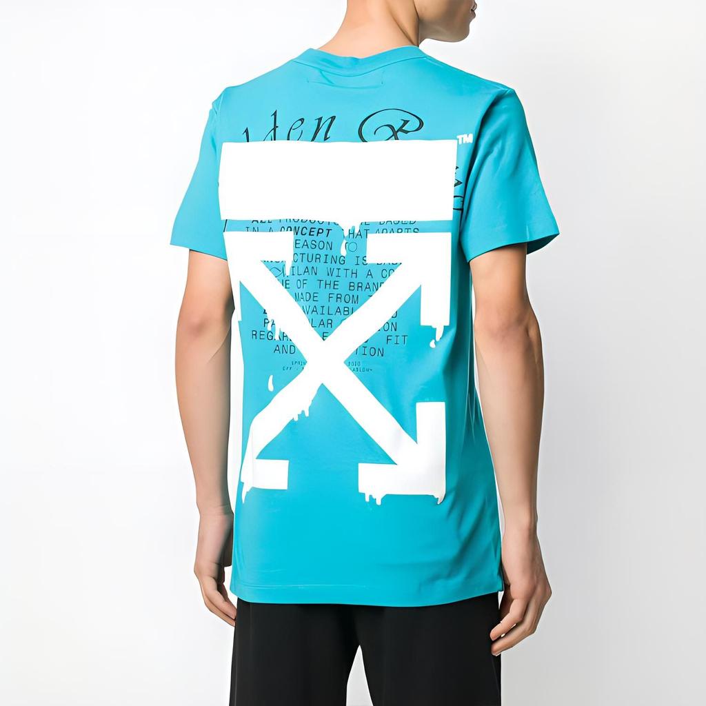 OFF WHITE SS20 T Shirts Men's Blue Crew Neck Moderate Straight Fit OMAA027R201850053901