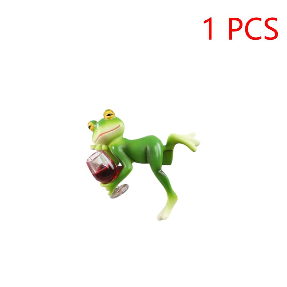 

1/3PCS Funny Drinking Frog Statue Resin Hanging Frog Figurine Planter Hugger Mini Frog Sculptures for Flower Pot Lawn Ornament