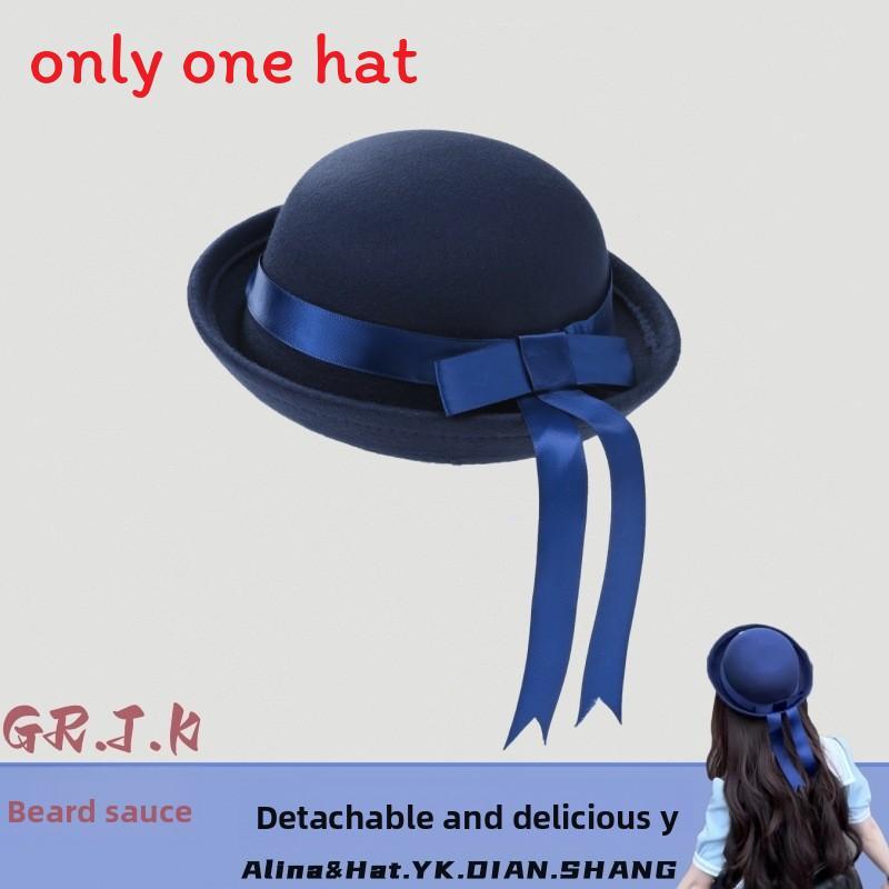 

Шерстяная шляпа-федора в корейском стиле с лентой для женщин, осень Navy Blue