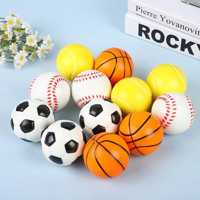 63mm Foam PU Fidget Stress Relief Ball - Fun Soothing Elastic, Tennis/Soccer/Basketball/Baseball Designs for Daily & Outdoor Use