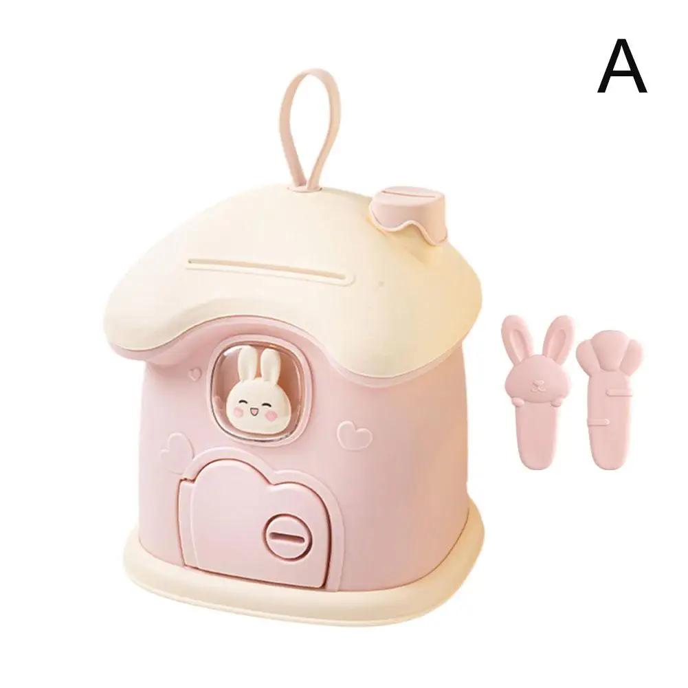 Cute Cartoon House Piggy Rabbit Bank Cute Save Box For Kids With DIY Stickers Home Decoration Children Birthday Gifts