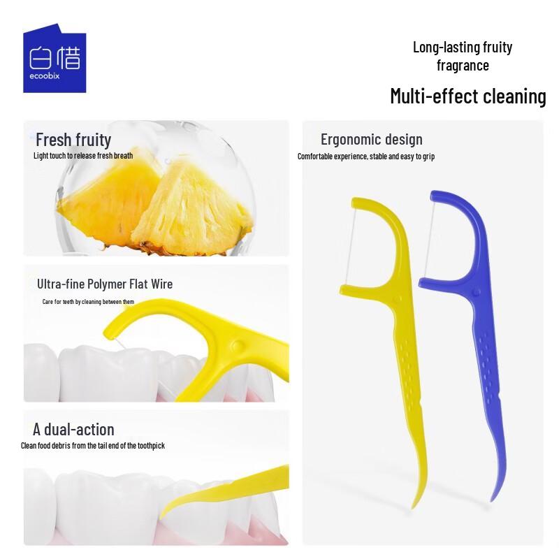 Portable Fruit Flavor Individually Wrapped Dental Floss Picks