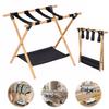 Bamboo Luggage Rack Foldable Suitcase Stand with Nylon Straps Suitcase Bracket Suitable for Guest Room Bedroom Hotel