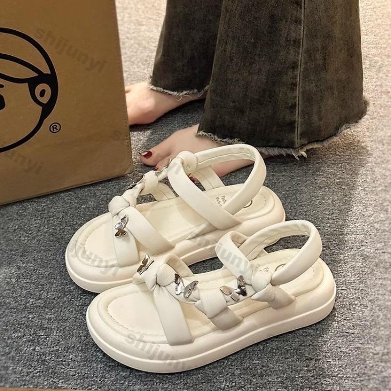 Fashion Women's Sandals 2025 Summer Breathable Fashion Butterfly Non Slip Casual Shoes Lightweight Comfortable Soft Sole Slip on Flats