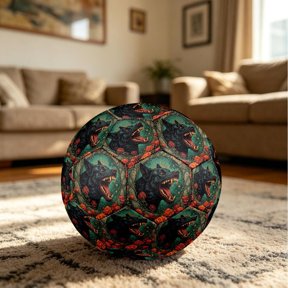 1pc Wolf Amidst Flowers Theme Soccer Ball Football, Size 5, Lightweight PVC, Durable Outdoor Training Soccer Ball, Gift m61474