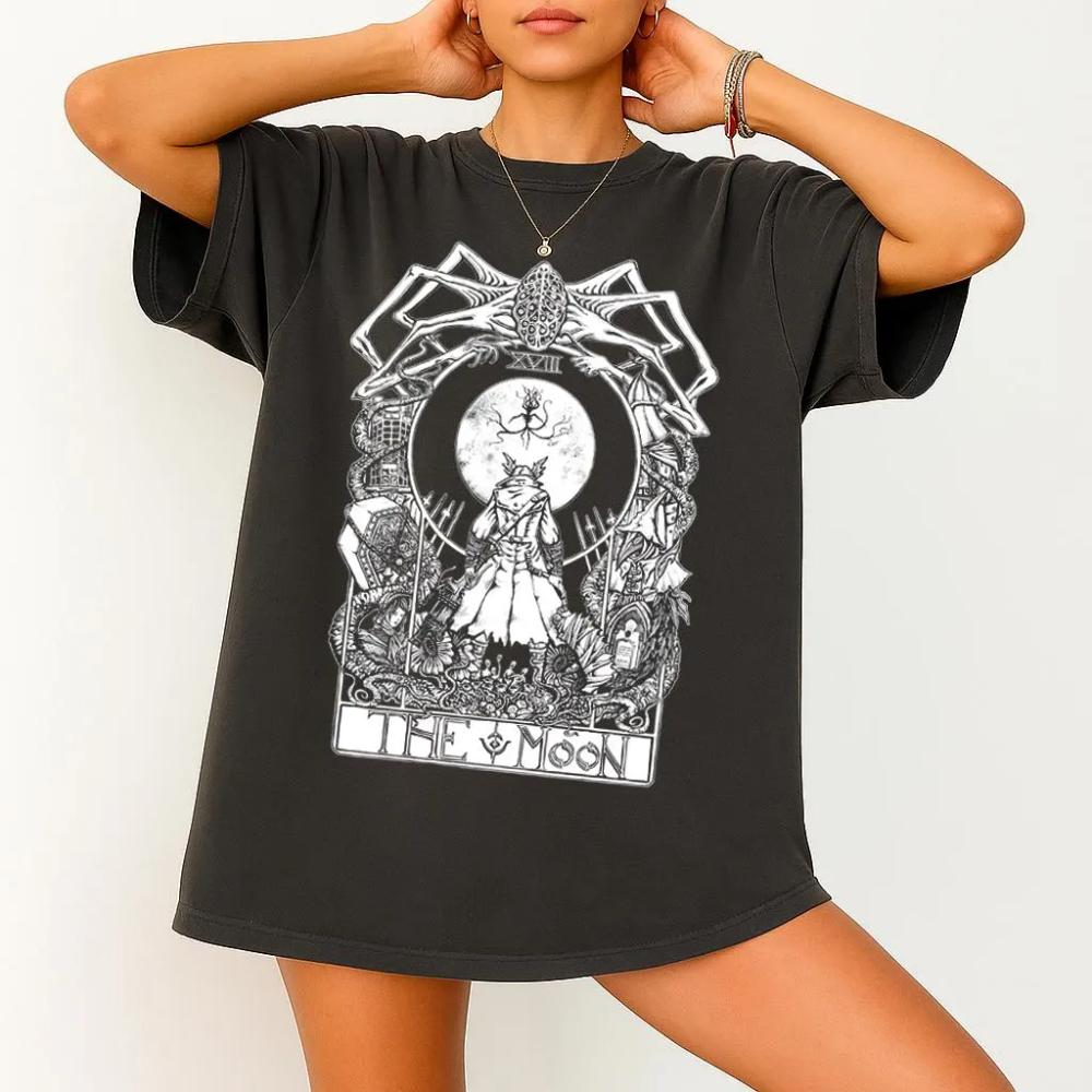 Bloodborne Gaming TShirt Yharnam The Hunter Shirt Amygdala Video Game Tee Gamer Top Graphic Clothing Unisex Women AllSeason S