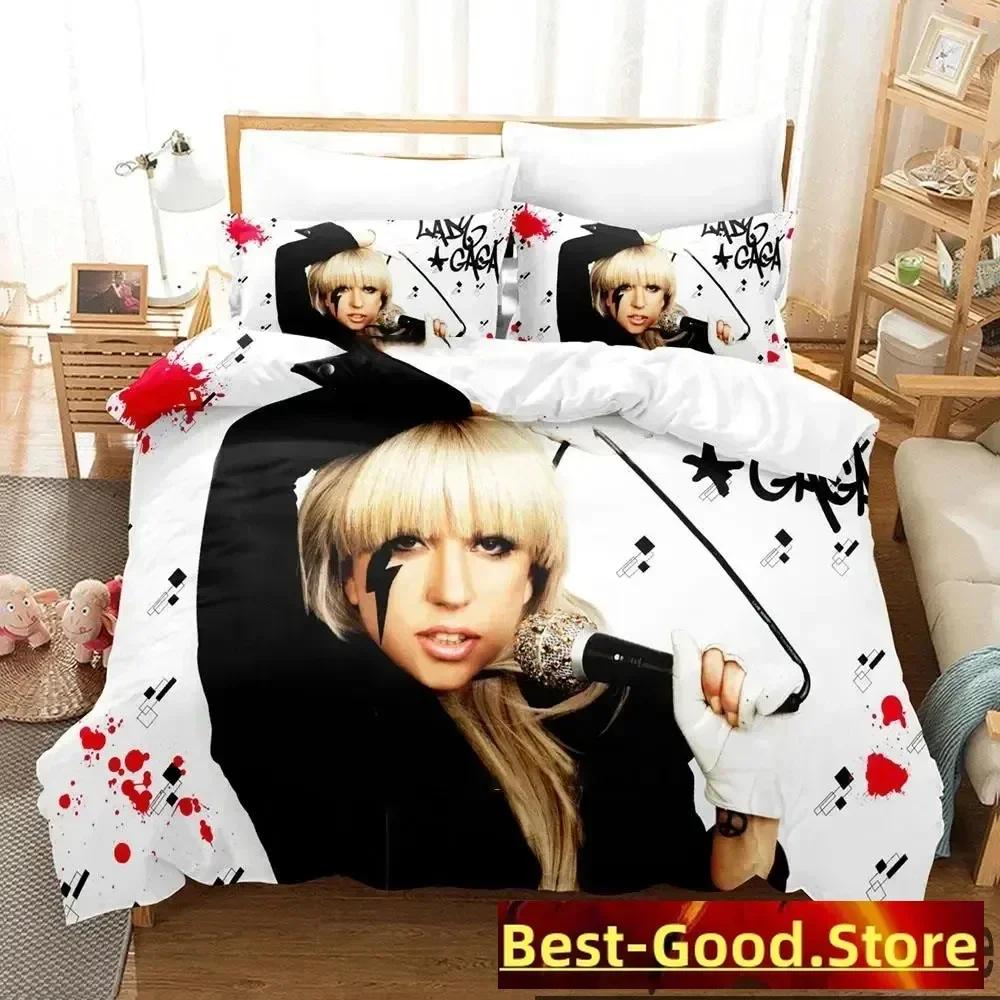 3D Lady Gaga Beding Set Printed Bed Linen Set With Pilowcase Bed Soft Duvet Cover Soft Single Double Quen Super King-Sized Dimensionsd Dimensions Boys
