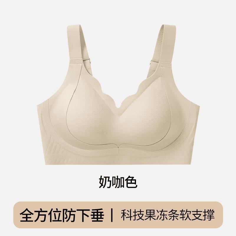 Douyin seamless underwear big breasts show small beauty back full cup anti-sagging collection of double breasts large size gathering bra