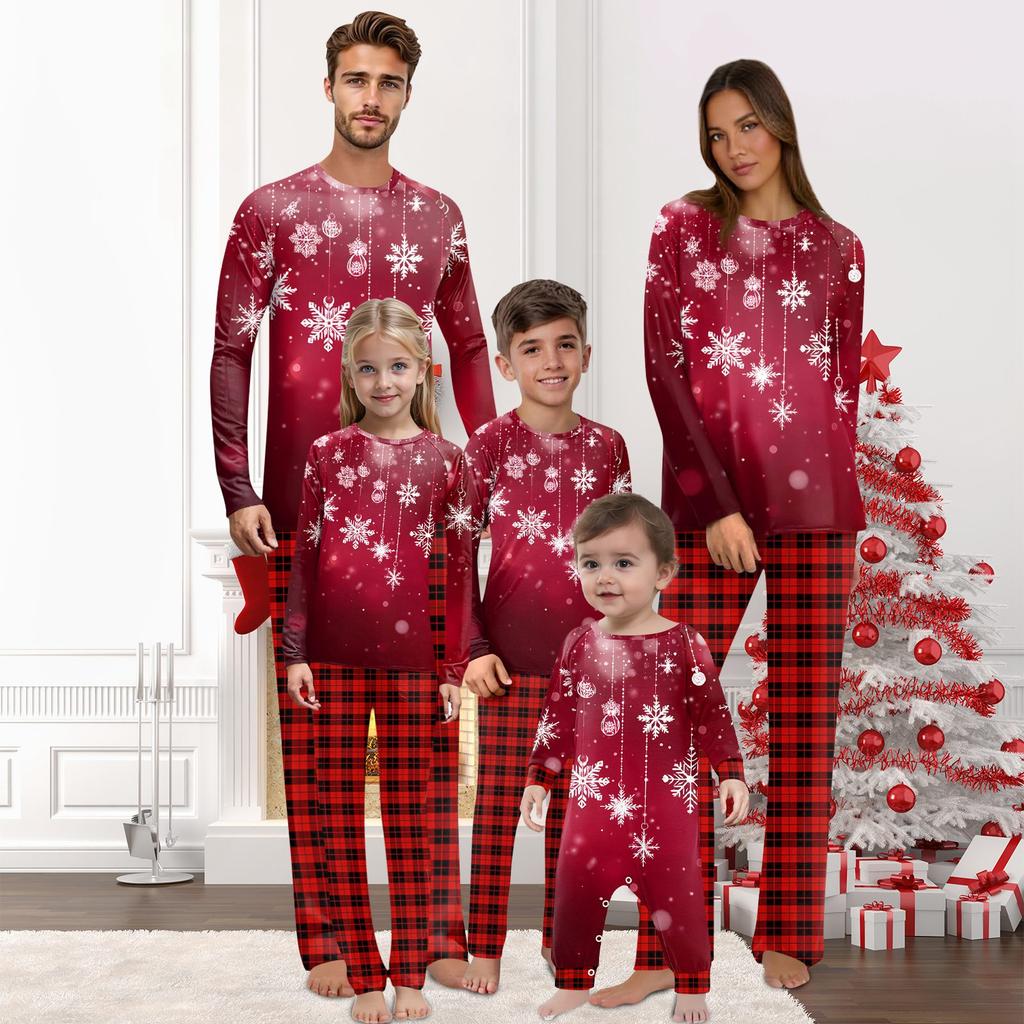 Christmas Prints Family Matching Long Sleeve Tops+Pants Set Family Matching Sets