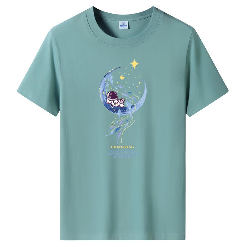 GMXIA Summer Men's Crew Neck Cotton Short Sleeve T-shirt Youth Fashion Print Loose Plus Size Trend Everything T-shirt