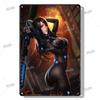 Sexy Anime Girl Metal Plate Game Figure Vintage Tin Sign Bar Club Art Decorative Plaques for Modern Home Room Wall Decor Poster