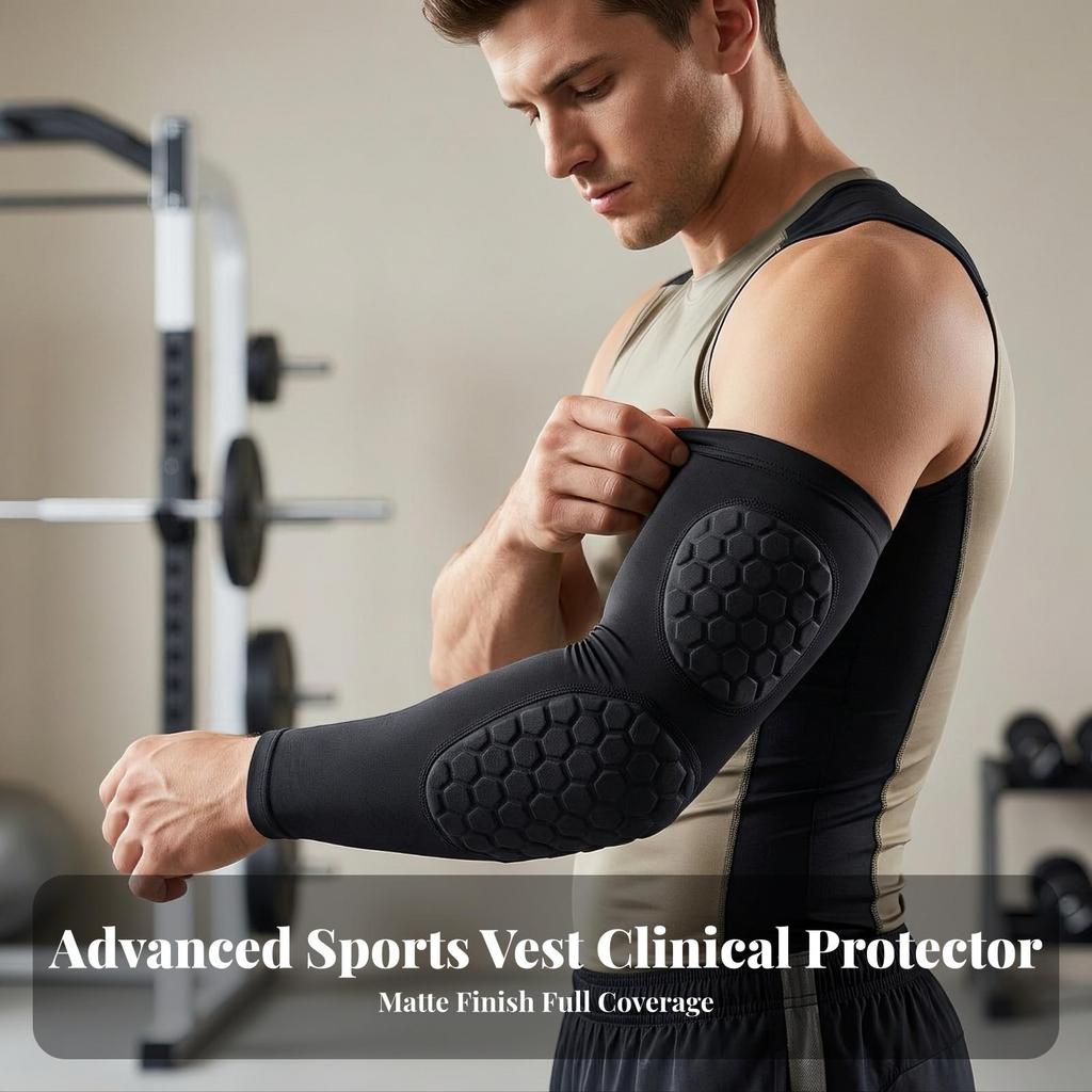 Impact-Absorbing Padded Forearm Sleeve Supportive, guard Gear, for Sports,