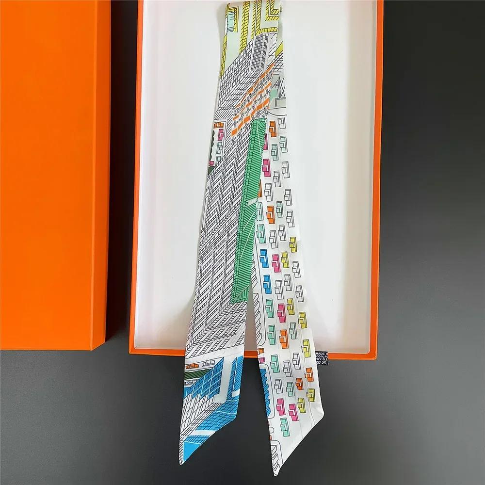 Long Lady Bag Silk Scarf Skinny Neck Hair Scarfs For Women Band Headwear Handbag Tie Ribbons  New Handle Wraps Summer