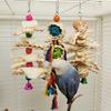 Natural Parrot Bird Toy Natural Cuttlefish Bone Vine Ball Luffa Corn Husk tooth Grinding Cage Hanging Supplies Bird Accessories