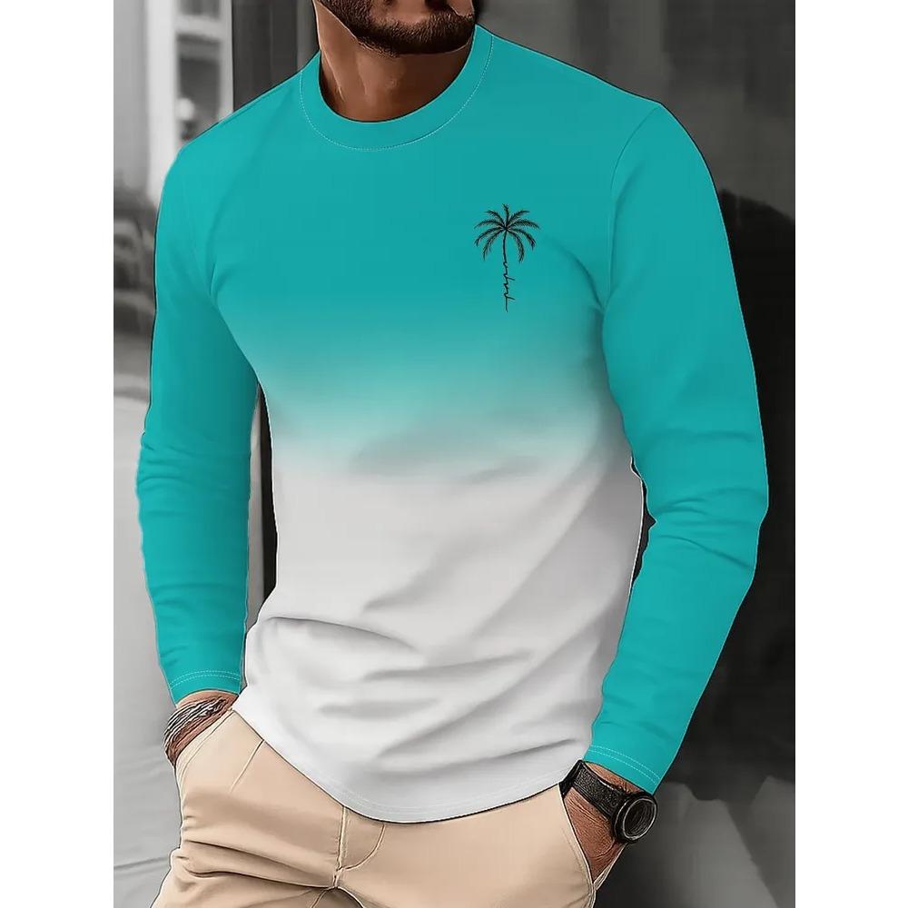 Herbst Rundhals Modisch Vielseitig Freizeit Streifen 3D Langarm T-Shirt Herren Mode Komfort Locker Sport Großes T-Shirt