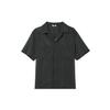 SS23 U Series Striped Straight-Cut Short Sleeve Shirt Women Shirts Dark-Green 459263-59