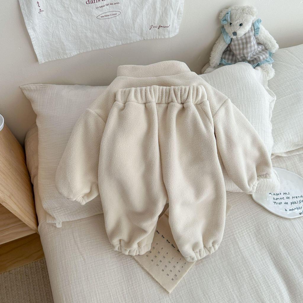 Koreanischer Stil Herbst Baby & Kleinkind Doppelseitiger Fleece Trainingsanzug - Zweiteiliges Set