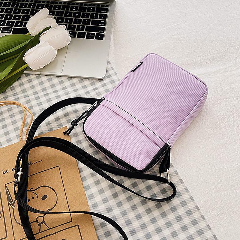 Simple Trendy Macaron Solid Color Shoulder Crossbody Canvas Bag Versatile  Zero Wallet Samll Square Phone Bags For Girls