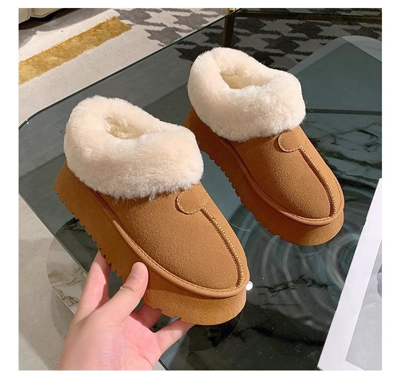 Snow Boots Women's New Winter Non-slip and Warm Flat-bottomed Muffin Thick-soled Small Short Boots and Bare Boots Cotton Shoes