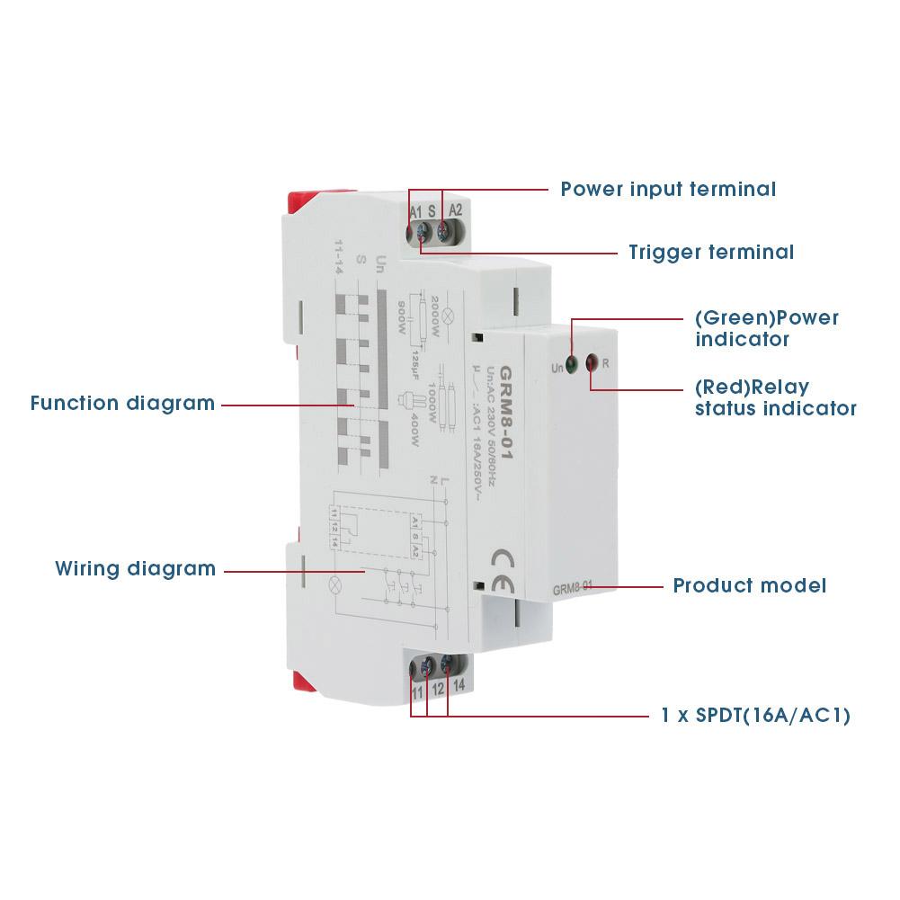 GRM8-01 Electronic Impulse Relay Latching Relay Memory Relay AC 230V