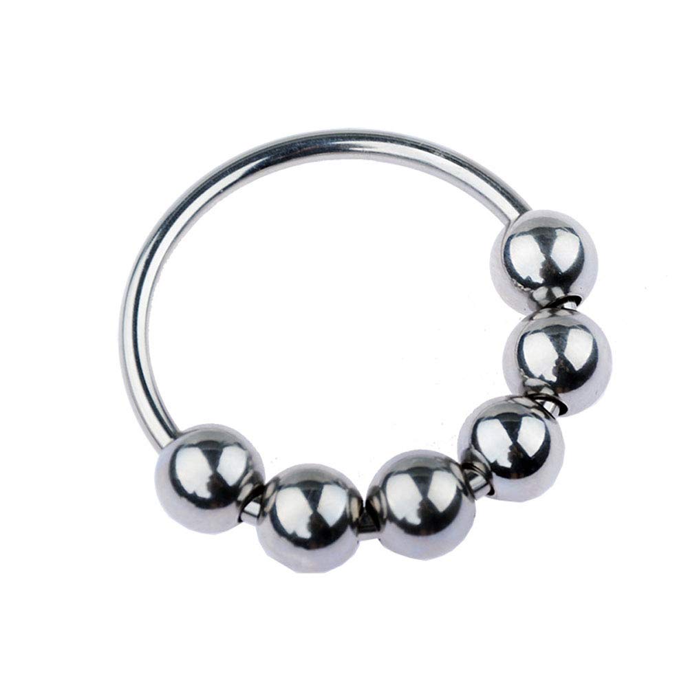 Penis Ring Ring Cock Link Ring with 6 Beads Metal SM Goods Male Toy Stainless Steel Silver Men's