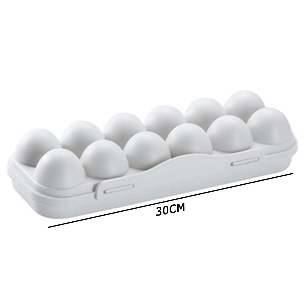 12 Grid Egg Storage Box Plastic Egg Container Kitchen Eggs Carrier Protection Box for Refrigerator Camping Picnic Hiking Travel