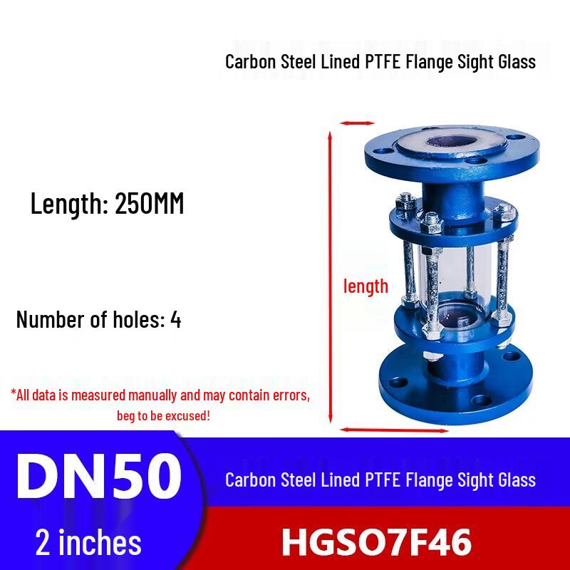 Carbon Steel PTFE Lined Straight Sight Glass