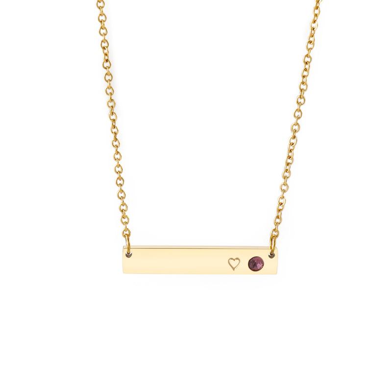 Doğum Taşı Kakmalı Çubuk Kolye Köprücük Kemiği Zinciri ile - Japonya ve Kore'den Kişiselleştirilmiş Takı.