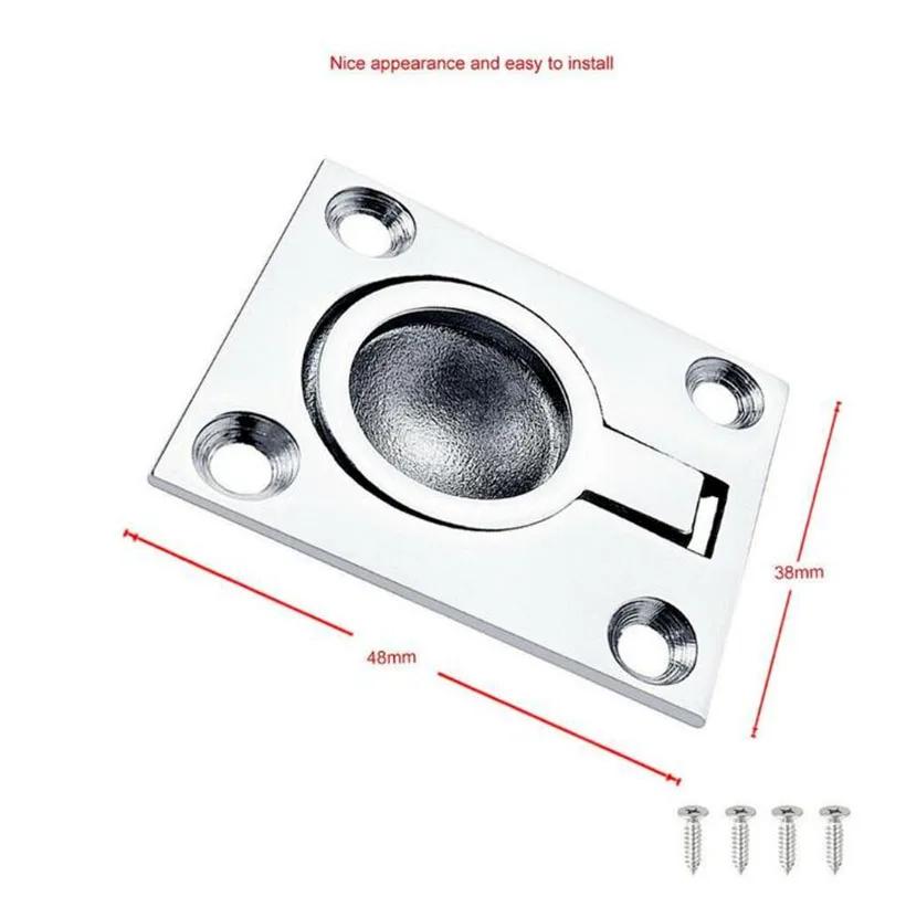 38X48MM Marine Stainless Boat Yacht Flush Lift Handle Pull Hatch Ring Hardware
