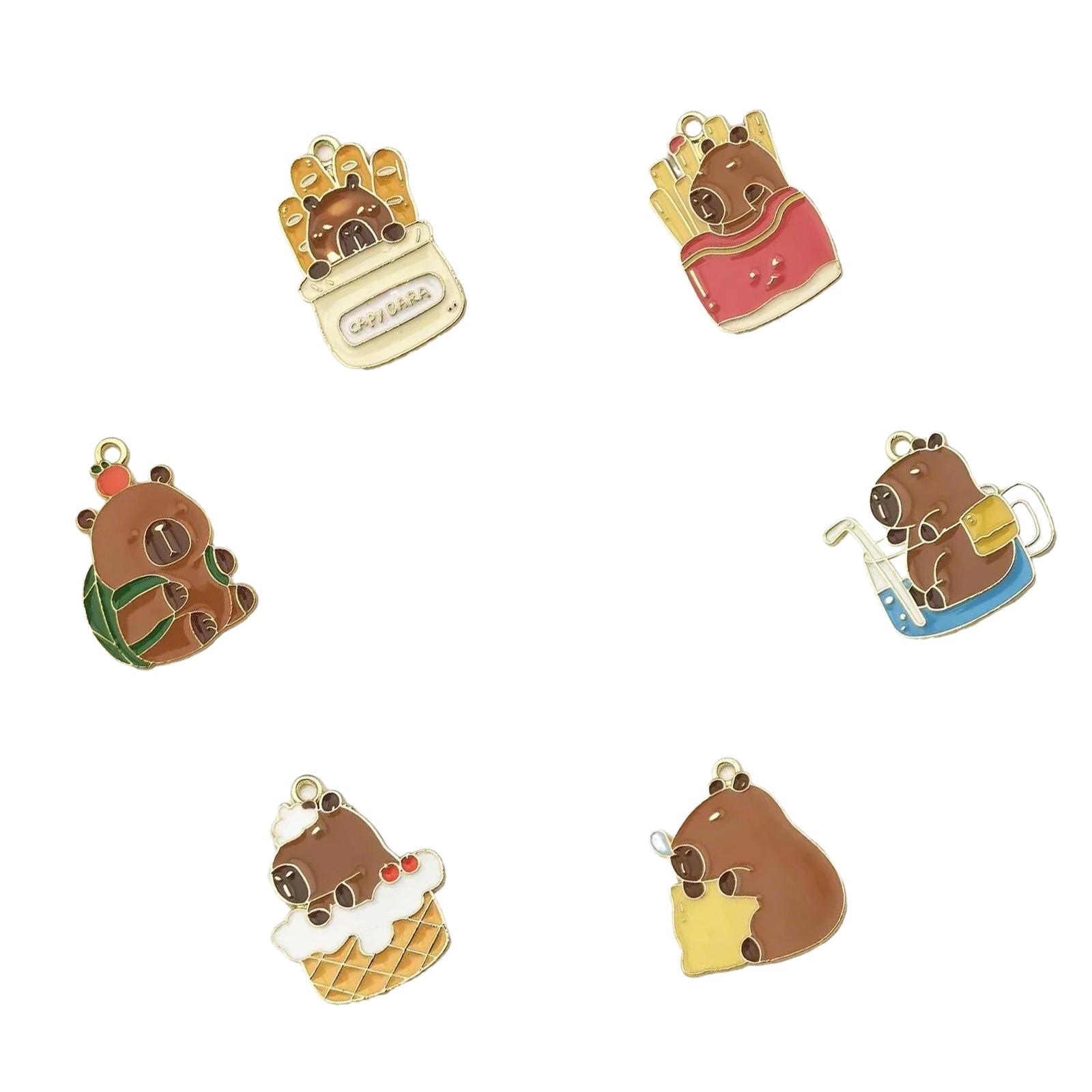 

Модный Элегантный Цветной Брелок-Шарм Капибары Милый Наряд Прочный Сплавной Кулон для Украшения Сумок и Ключей 1