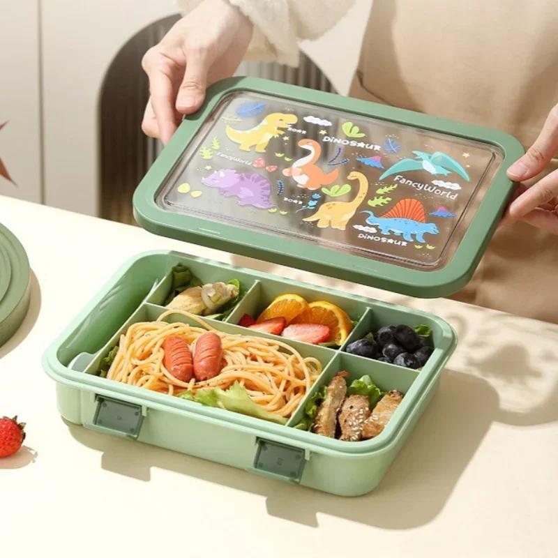 1500Ml Cartoon Lunch Box Portable Rectangular Kids Students Office Benton Box Leakproof Food Container Microwave Oven Tableware