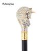 Golden White Horse Fashion Walking Stick Decorative Cospaly Vintage Party Fashionable Walking Cane Crosier 94.5cm