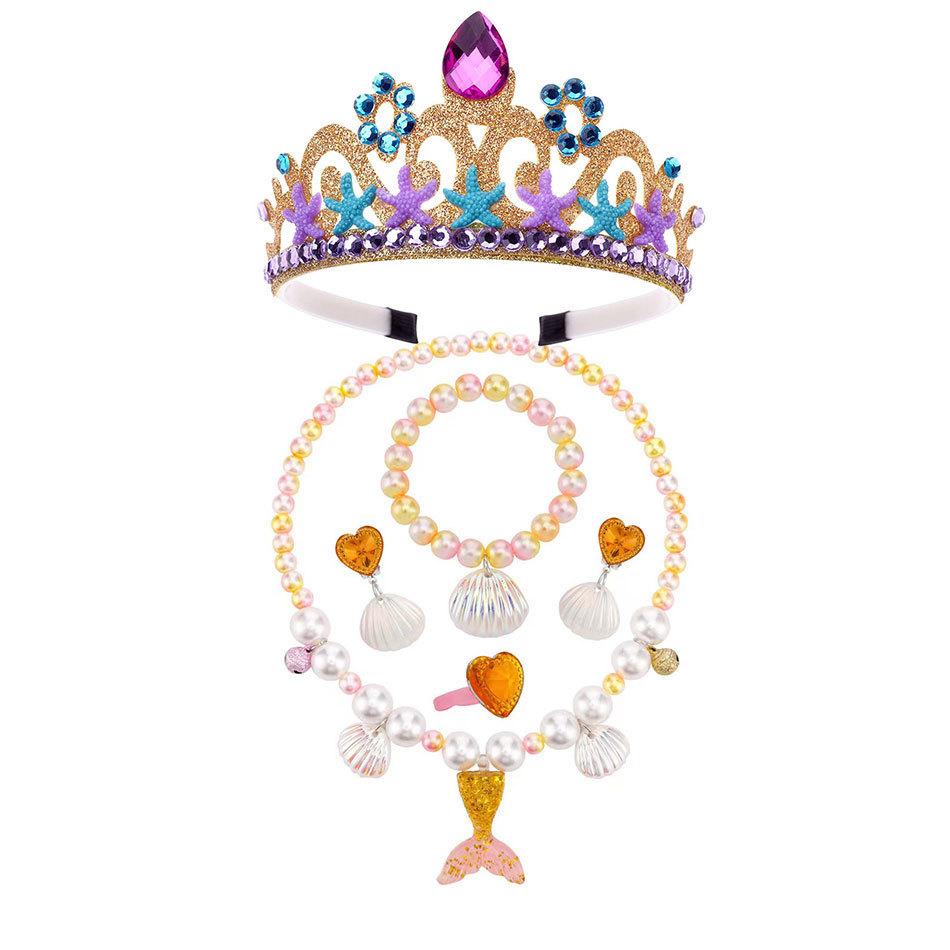 Children'S Princess Crown Accessories Necklace Set Bag Accessories Mermaid Generation Children'S Birthday Gift Jewelry