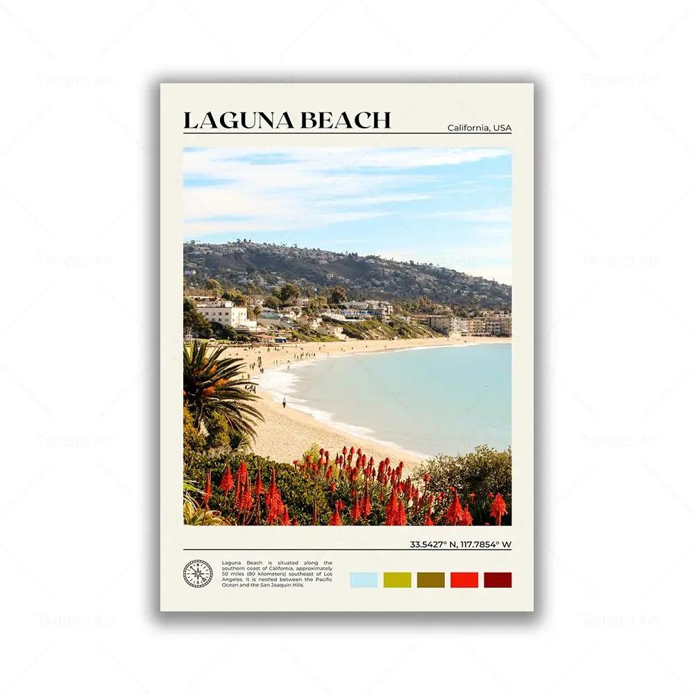 Modern Vintage Wall Art – Travel Scenery of Los Angeles and San Francisco HD Canvas Print Poster for Home and Living Room Decor