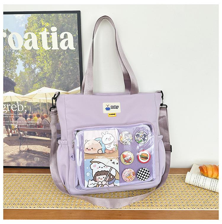 Large Capacity Handheld Book Bag Versatile High Value Shoulder Bag Cute Girl Soft Girl Messenger Bag Tutoring Bag