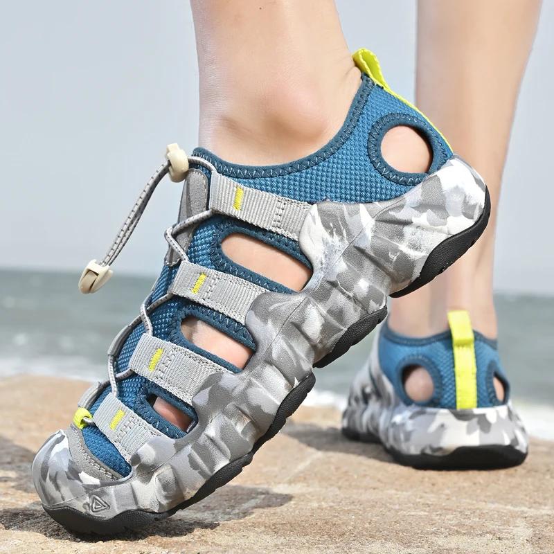 Schnelltrocknende Wading Aqua Sandalen Original Herren Atmungsaktive Ausgehöhlte Schuhe Neu Rutschfest Herren Sommer Sneakers