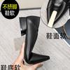 Soft-soled comfortable work black flat-soled single shoes women's 2025 autumn long-standing non-slip soft leather pointed professional work shoes