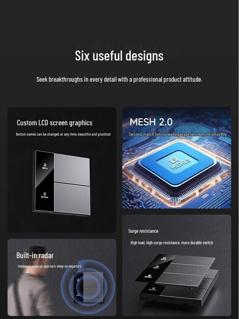 Przełącznik Smart Premium z Wyświetlaczem Ekranowym dla Aplikacji Mijia ze Sterowaniem Głosowym, Wersja Zero-N, Inteligentny Panel do Całego Domu