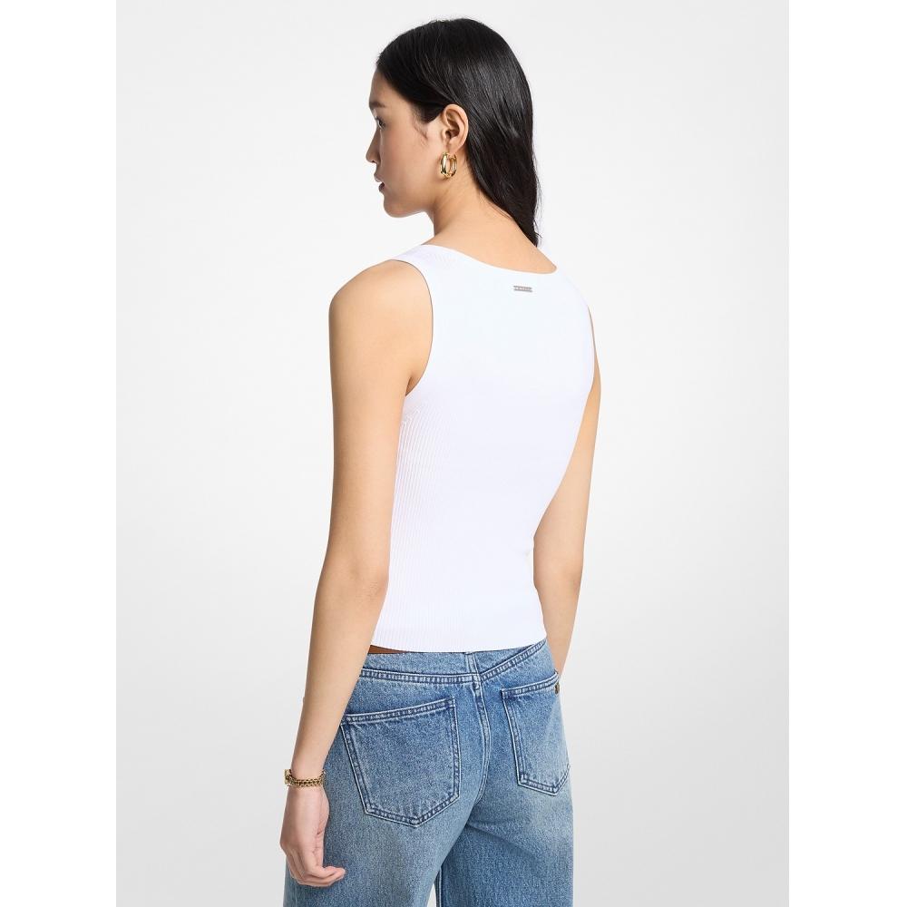 Michael Kors Rib Viscose Tank Top Jf561e35zv100 White