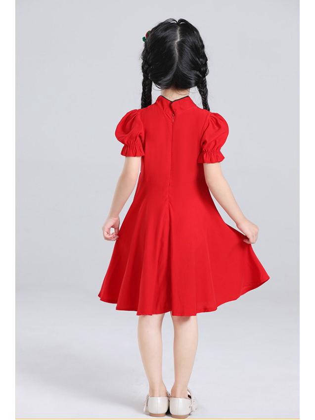 Summer Girls' Cheongsam Dress - Children's Fashion Princess Outfit in National Style