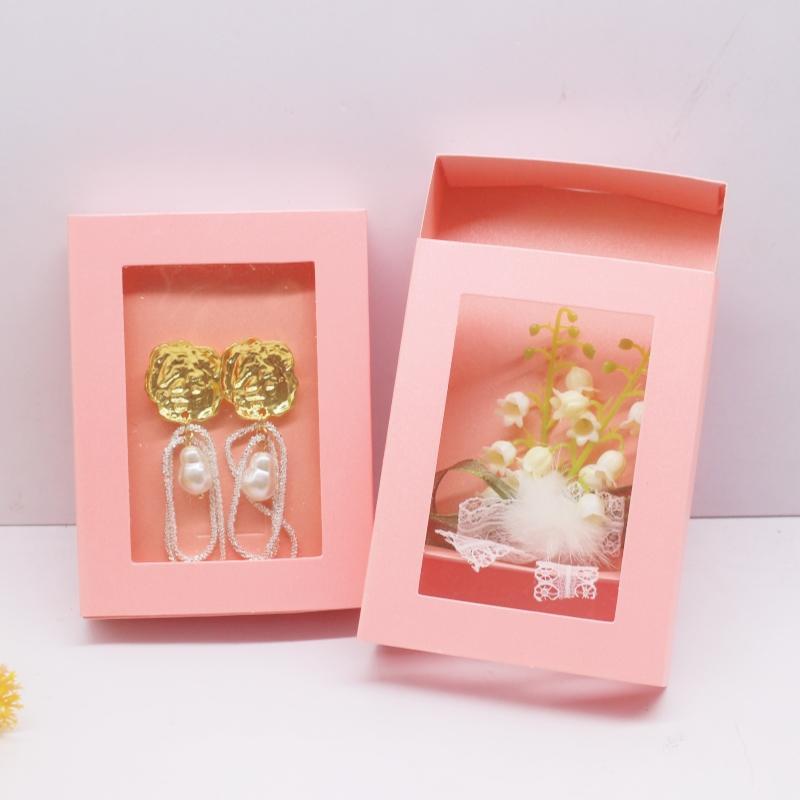 

10 шт. 11,5x8,5x2,5 см разноцветные подарочные коробки с окошком для украшения Рождества, вечеринок и праздников 10box розовый