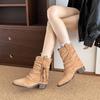 Fashion Women Boots European and American Fashion Buckle Pleated Short Boots Autumn and Winter New Flat Boots Women Shoes