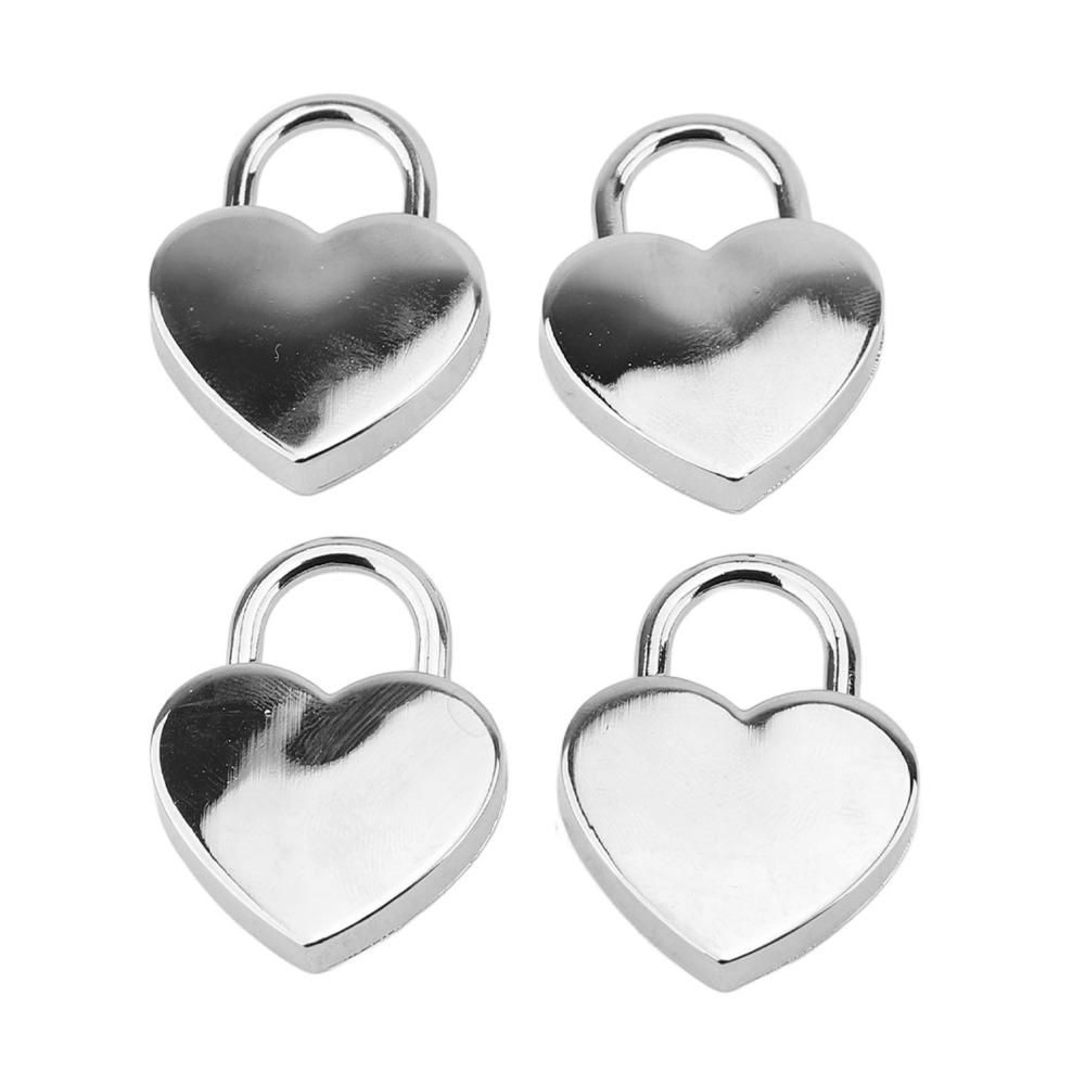 4sets Metal Mini Padlock with Key Silver Diary Lock Decorative Love Lock For Jewelry Box