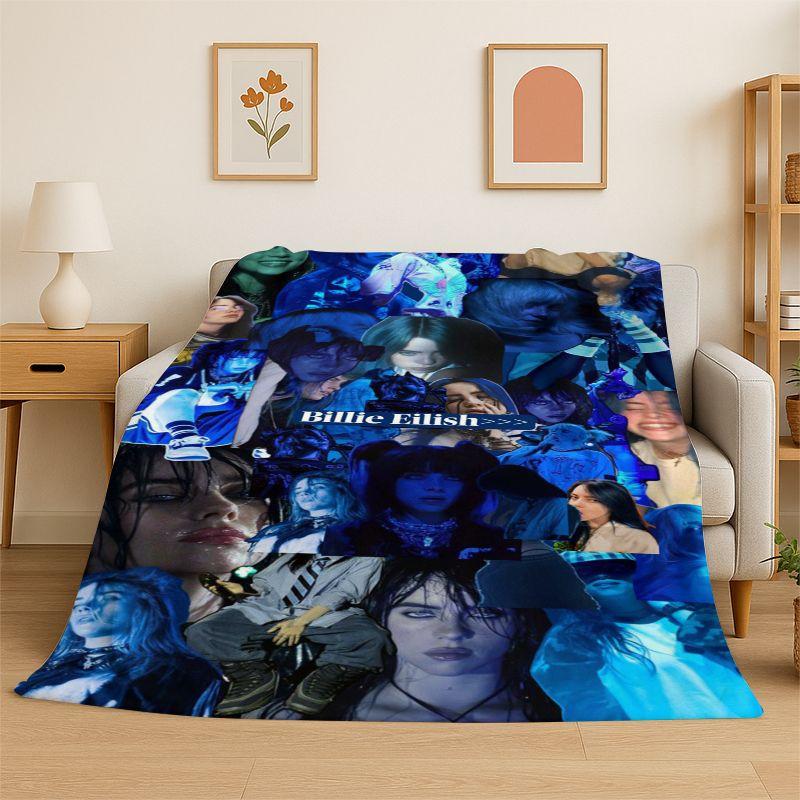 Famous Singer Billie Eilish Star Soft Flannel Throw Blanket,Warm Cozy Blanket for Bed,Couch,Sofa,Bedroom,Living Room,Travel 75x90cm