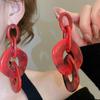 Exaggerated Acrylic Irregular Chain Pendant Earrings For Women Personality Red Large Circle Spliced Earrings