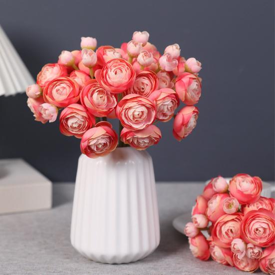 6Pcs Artificial Camellia with Stem Realistic Colorful Fake Rose Flower Wedding Home Office Table Centerpiece Faux Floral Bouquet Flower Arrangement