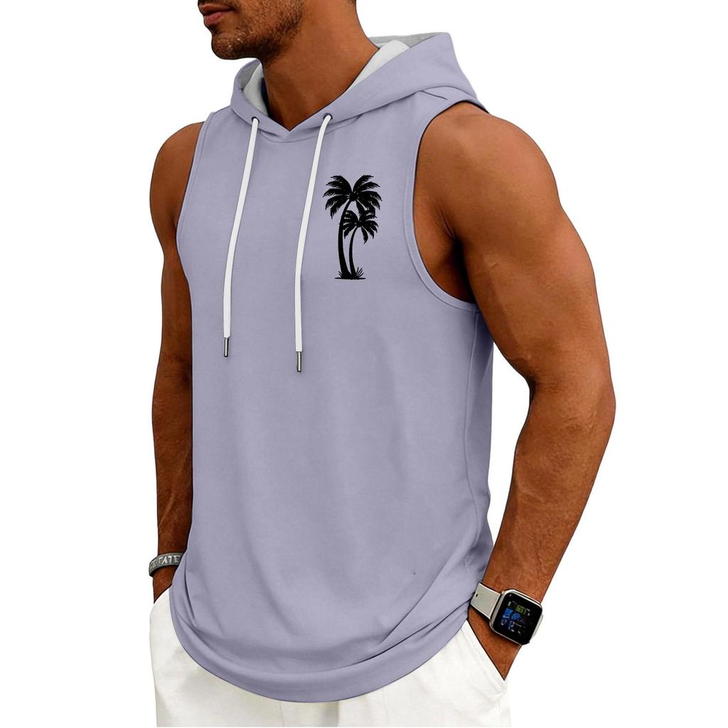 Men's Tank Top Gym Sleeveless Hoodie Shirt Washed Sports Muscle Shirts Fitness Vest With Hood