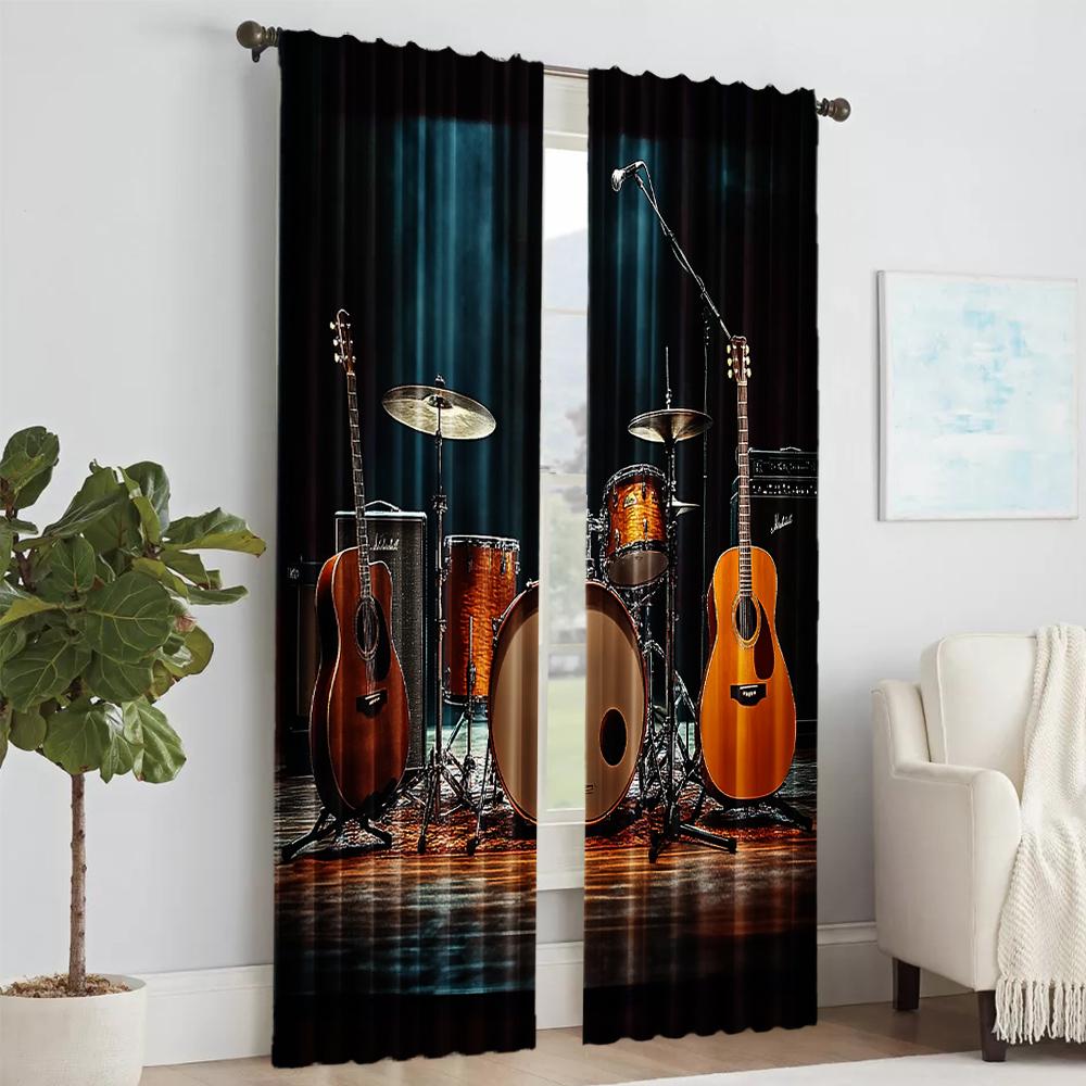 2 Pcs, Versatile Polyester Transparent Curtains for Home Decoration Rock for Use In Bedrooms and Living Rooms